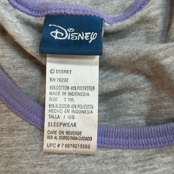 1X / 1XL Disney Tinkerbelle pajama baseball tee top - Picture 2 of 4